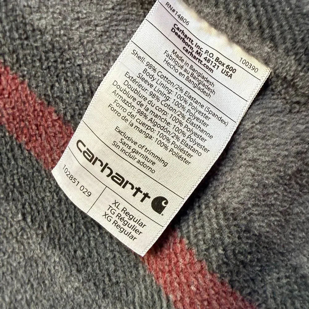 Carhartt Shacket Men's XL Rigby Shirt Jacket Blanket Lined Gray Fleece Rugged
